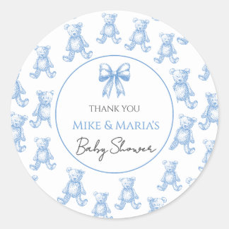 Redonda Pegatina de baby shower de osito de peluche