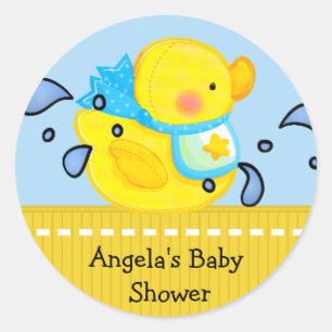Redonda Pegatina de Baby Shower de pato