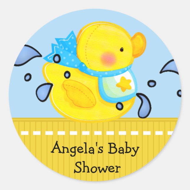 Redonda Pegatina de Baby Shower de pato (Anverso)