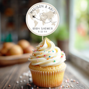 Redonda Pegatina de Baby Shower de Travel Adventure