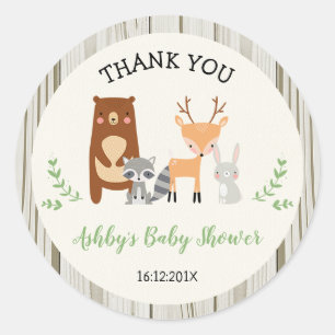 Redonda Pegatina de Baby Shower de Woodland Animals
