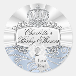 Redonda Pegatina de Baby Shower del Elegante Principito Di