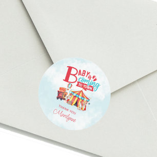 Redonda Pegatina de Baby Shower del Festival de Circo de C