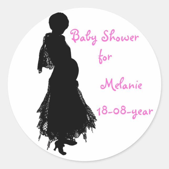 Redonda pegatina de Baby Shower, elegante (Anverso)