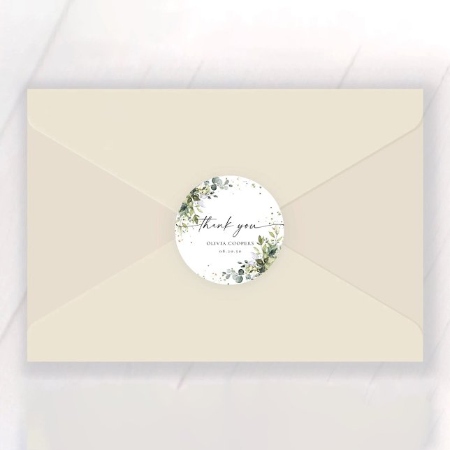 Redonda Pegatina de Baby Shower Eucalyptus Floral Greenery (Subido por el creador)