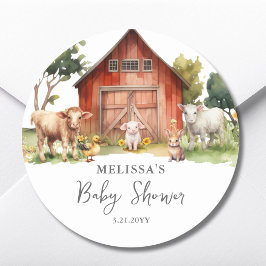 Redonda Pegatina de Baby Shower Favor de los Animales de l