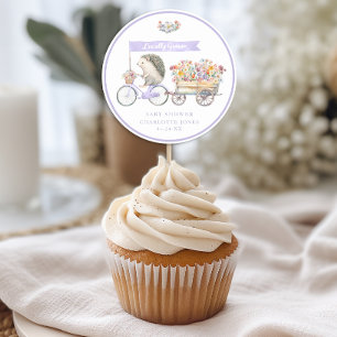 Redonda Pegatina de Baby Shower Favor de Purple Hedgehog