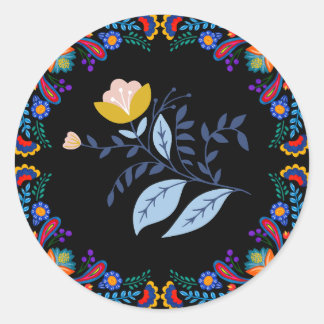 Redonda Pegatina de Baby Shower Fiesta Floral de México