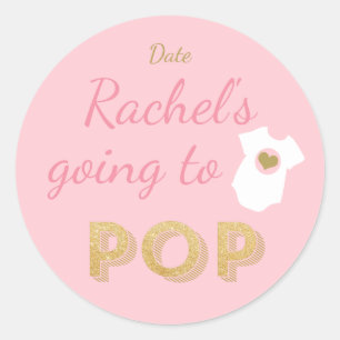 Redonda PEGATINA de Baby Shower IR A POP