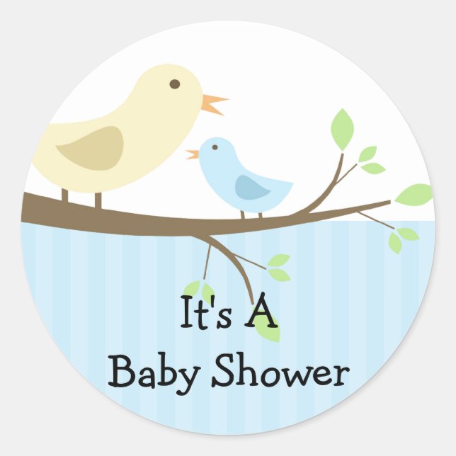 Redonda Pegatina de Baby Shower Mama & Baby Bird (Anverso)