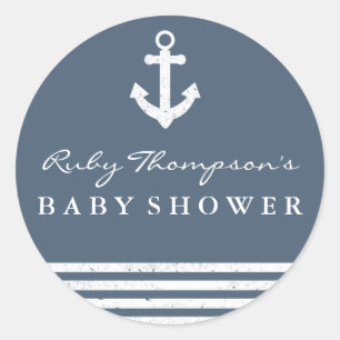 Redonda Pegatina de Baby Shower Nautical