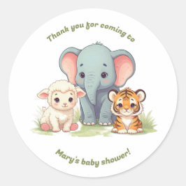 Redonda Pegatina de Baby Shower para animales