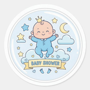 Redonda Pegatina de baby shower para niño