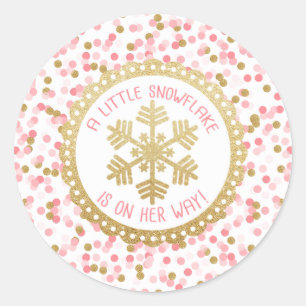 Redonda Pegatina de Baby Shower Party Favor - Snowflake de