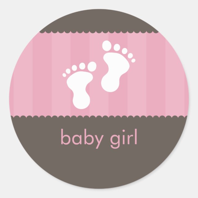 Redonda PEGATINA de Baby Shower :: pies felices 1 (Anverso)