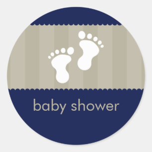 Redonda PEGATINA de Baby Shower :: pies felices 11