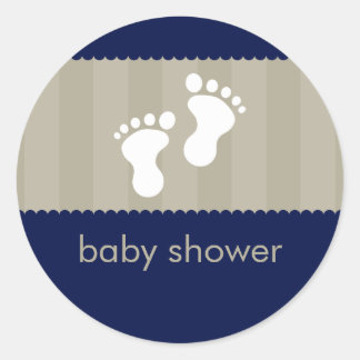 Redonda PEGATINA de Baby Shower :: pies felices 11