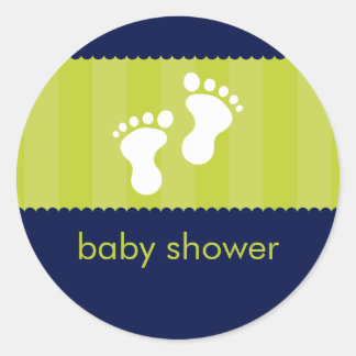 Redonda PEGATINA de Baby Shower :: pies felices 12