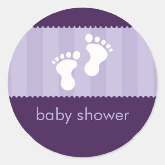 Redonda PEGATINA de Baby Shower :: pies felices 15