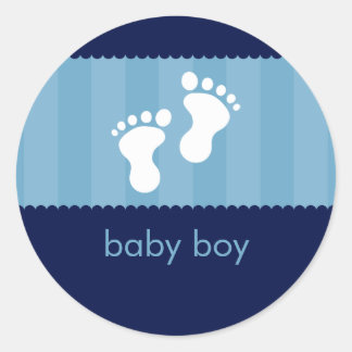 Redonda PEGATINA de Baby Shower : pies felices 3