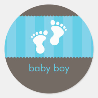 Redonda PEGATINA de Baby Shower :: pies felices 4