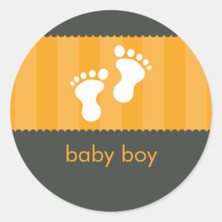 Redonda PEGATINA de Baby Shower : pies felices 7