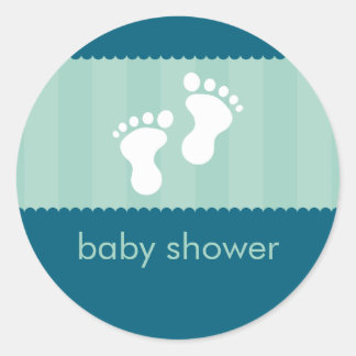 Redonda PEGATINA de Baby Shower : pies felices 9