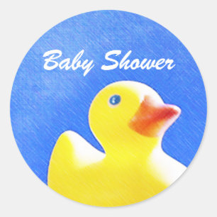 Redonda Pegatina de Baby Shower Rubber Ducky