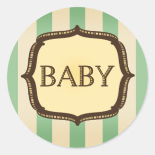 Redonda Pegatina de Baby Shower verde: bandas antiguas
