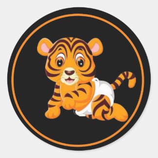 Redonda Pegatina de Baby Tiger
