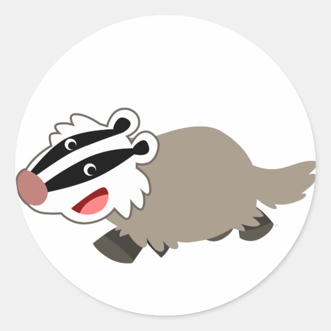 Redonda Pegatina de Badger Personalizado Cute (Anverso)