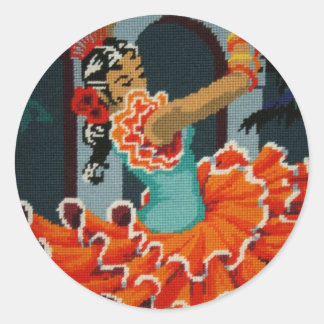 Redonda Pegatina de bailarina flamenco de España