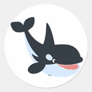 Redonda Pegatina de ballenas asesino de Personalizado Cute