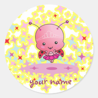 Redonda Pegatina de Ballerina Ladybug Personalizado