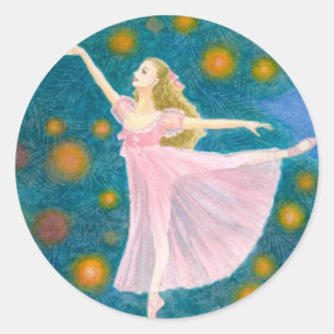 Redonda Pegatina de ballet - Clara