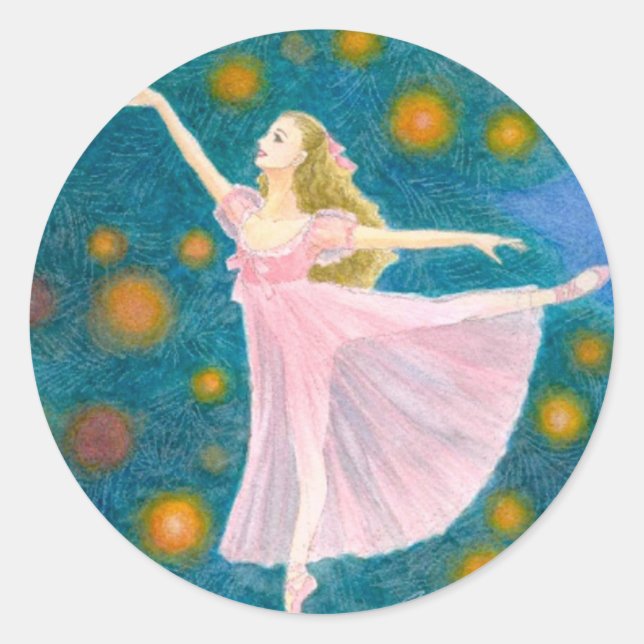 Redonda Pegatina de ballet - Clara (Anverso)