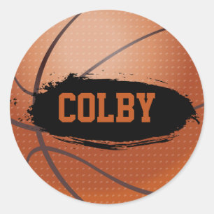 Redonda Pegatina de baloncesto al estilo Grunge de Colby