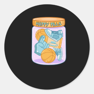 Redonda Pegatina de Baloncesto Happy Pills