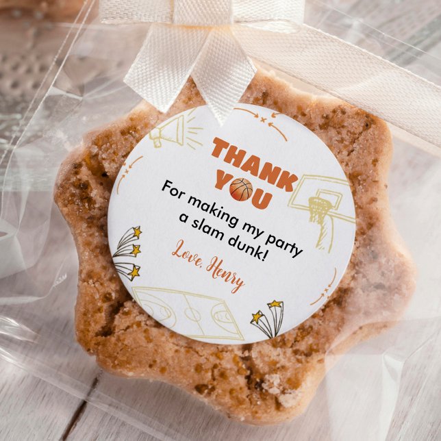 Redonda Pegatina de baloncesto Labels Birthday Baby Shower (Subido por el creador)