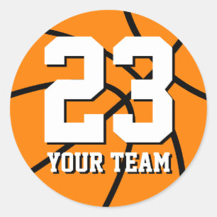 Redonda Pegatina de baloncesto número 23 Nombre personal