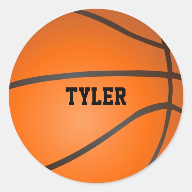 Redonda Pegatina de baloncesto personalizada (Anverso)