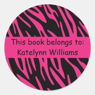 Redonda Pegatina de banda de cebra negra y rosa