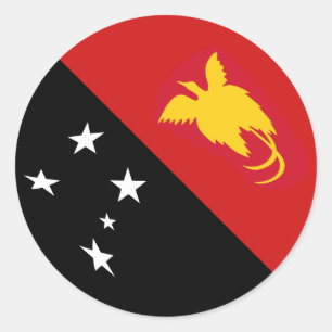 Redonda Pegatina de bandera con efecto ojo de pez de Papua
