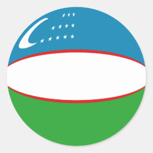 Redonda Pegatina de bandera con efecto ojo de pez de Uzbek