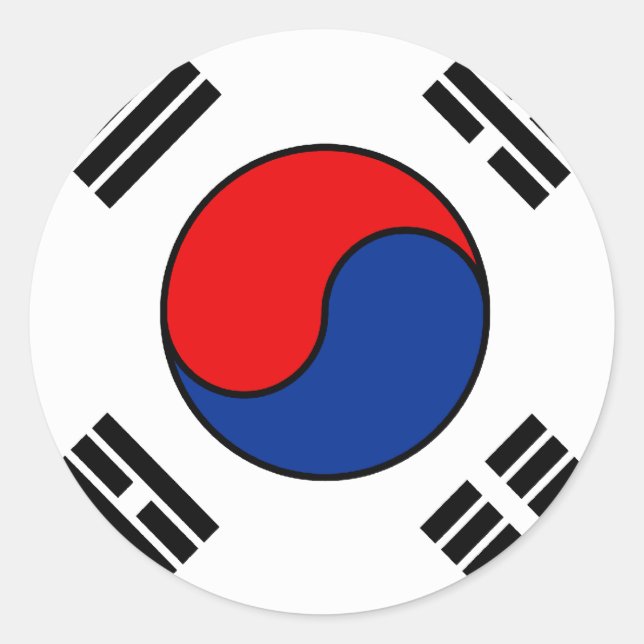 Redonda Pegatina de bandera coreana (Anverso)