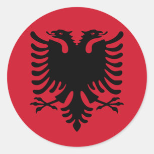 Redonda Pegatina de Bandera de Albania