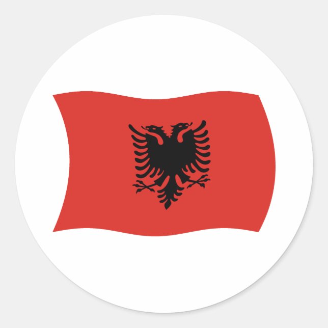 Redonda Pegatina de Bandera de Albania (Anverso)