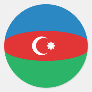 Redonda Pegatina de bandera de Azerbaiyán con efecto ojo d