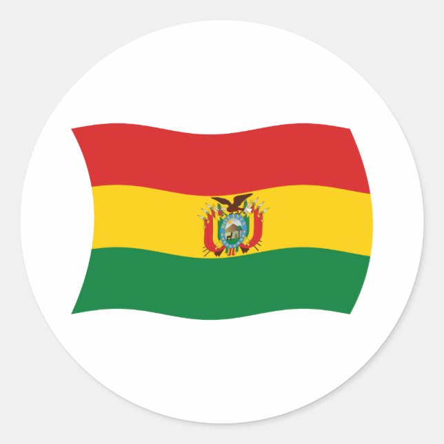 Redonda Pegatina de Bandera de Bolivia (Anverso)