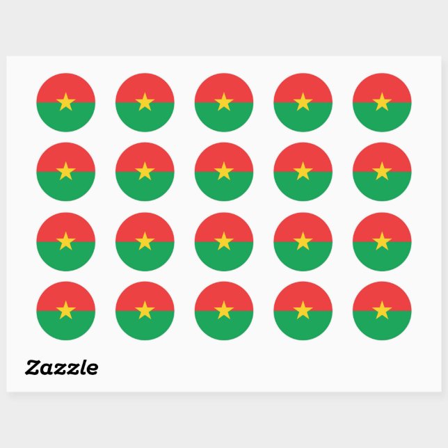 Redonda Pegatina de bandera de Burkina Faso (Hoja)